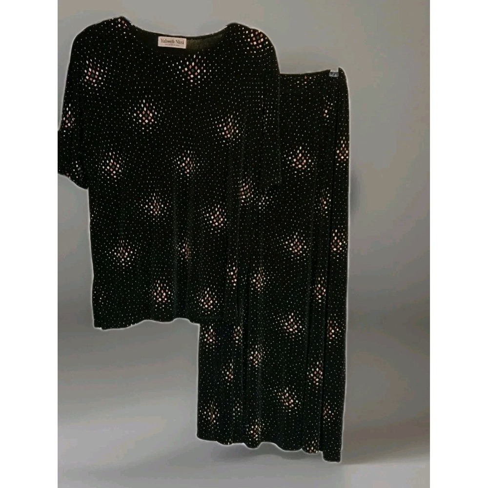 Yahweh Nissi 2 Piece Blouse & Skirt Women's M/L Geometric Diamond‎ Design